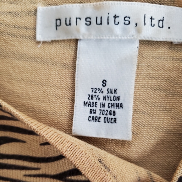 Women's Pursuits  Ltd. 72 % SILK 28% NYLON. Size Small. Tan & black. - Picture 4 of 4